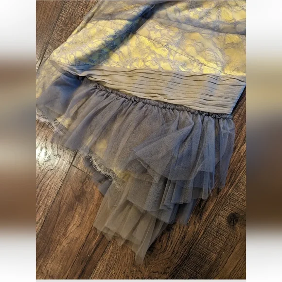 BCBG MaxAzria Runway Sz 2 Tulle Lace Yellow Asymmetric Bodycon Dress Retail $429 - Picture 15 of 16